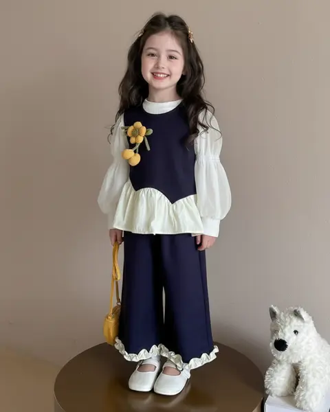 Compleu Bleumarin Elegant Fetite Otilia - 4-5 ani