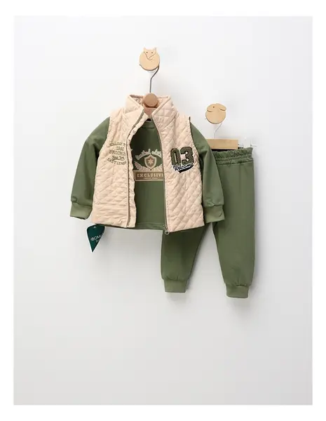 Compleu cu vesta Lt Edition, crem-verde