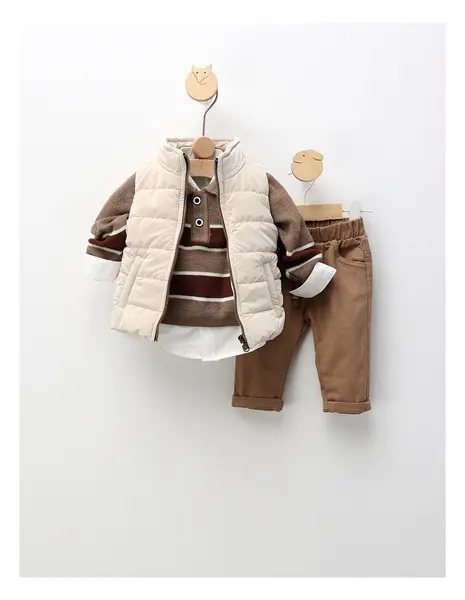 Compleu cu vesta premium Tony, crem-maro