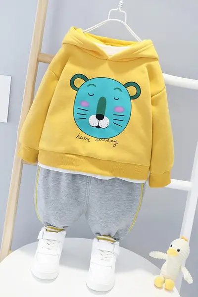 Compleu de catifea, hanorac si pantaloni DAVID - 4 ani