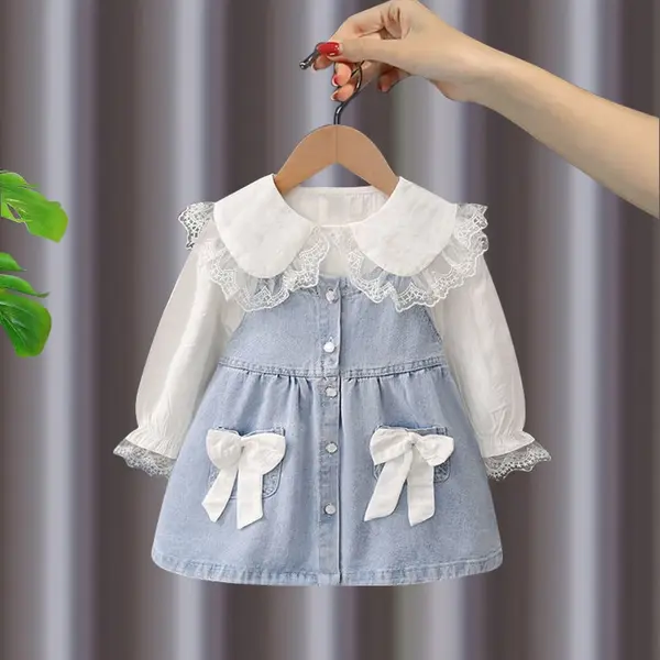 Compleu Denim Albastru Fete Briana - 5-6 ani