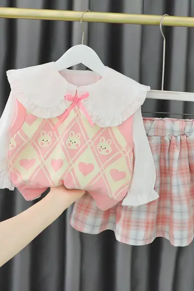Compleu din 3 piese pentru fete din bumbac LARA - roz / 5 ani (120cm)