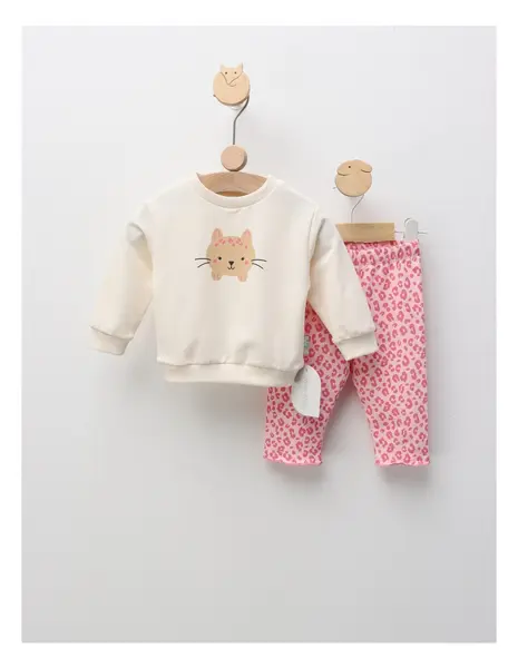 Compleu Felinuta Leopard, crem-roz