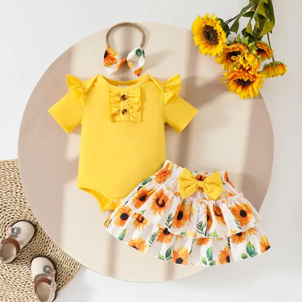Compleu Fetițe 3 Piese Little Sunflower Tatiana - 6-12 luni