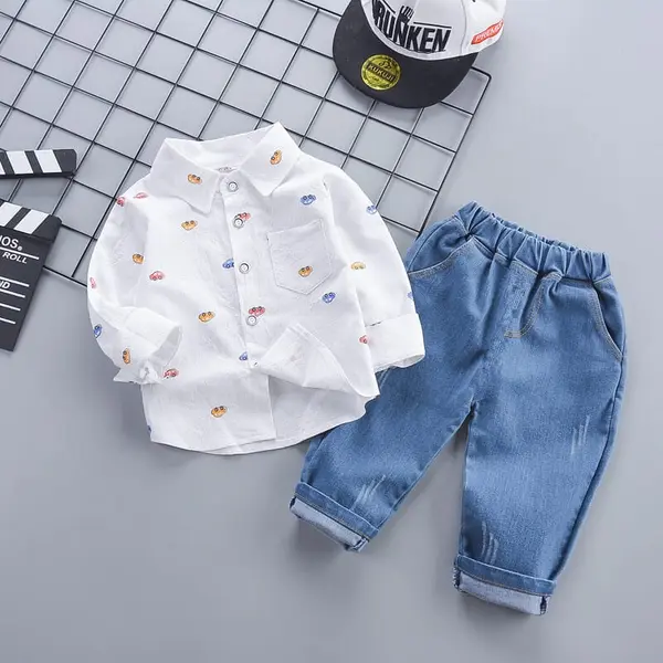 Compleu pentru baieti LITTLE-GENTLEMEN - alb / 4-5 ani