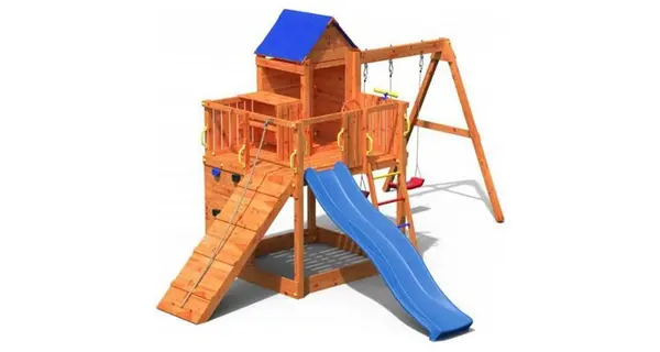 Complex de joaca din lemn Fungoo Treehouse 7in1, 495 x 443 x 272cm, tobogan 2.2m