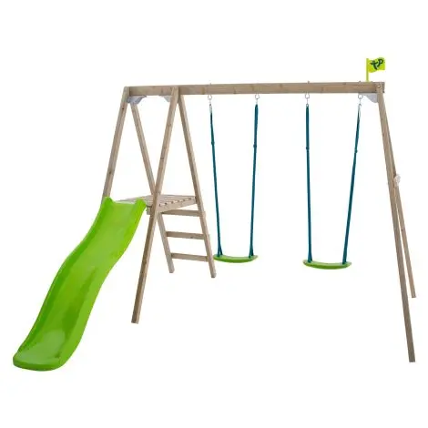 Complex de Leagane din lemn Tp Toys multiplay , cu 2 leagane, scara de escalada si topogan