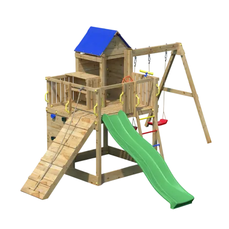 Complex joaca din lemn 7in1, pentru 10 copii, Fungoo Treehouse natur