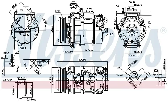 Compresor AC clima BMW Seria 1 (E81), 1 (E82), 1 (E87), 1 (E88), 3 (E90), 3 (E91), 3 (E92), 3 (E93), X1 (E84) 2.5 3.0 intre 2004-2013