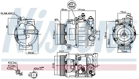 Compresor AC clima MERCEDES UNIMOG, C (CL203), C T-MODEL (S203), C T-MODEL (S204), C (W203), C (W204), CLC (CL203), CLK (A209), CLK (C209), CLS (C219), E T-MODEL (S211) 1.8-6.4D dupa 1994