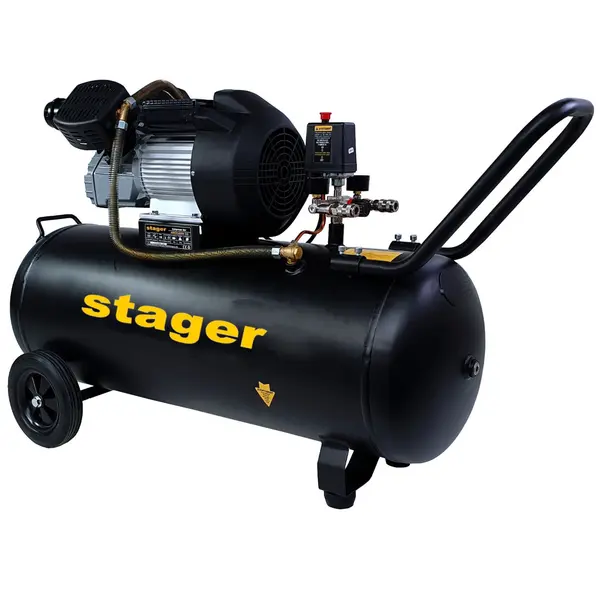 Compresor aer, Stager HM3100V-10, 100L, 10bar, 356L/min, monofazat, angrenare directa