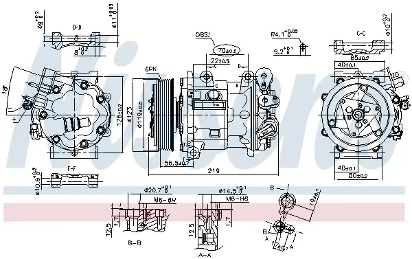 Compresor climatizare aer conditionat potrivit CITROEN C5, C5 II, C5 III, C6; PEUGEOT 407, 508, 508 I, 607; RENAULT LATITUDE 1.5D-3.0D 05.04-