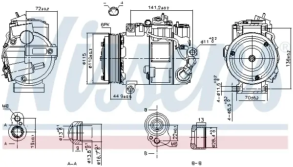 Compresor climatizare aer conditionat potrivit MERCEDES M (W164), R (W251, V251), S (C216), S (W221) 2.2D-6.2 10.05-12.13