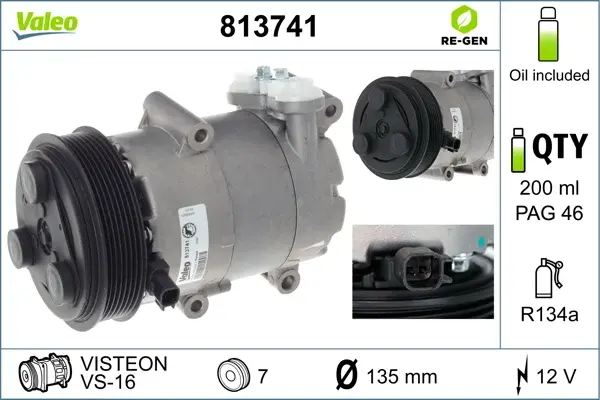 Compresor climatizare potrivit FORD C-MAX, FOCUS C-MAX, FOCUS II, FOCUS II KOMBI, TRANSIT 1.4-3.2D 10.03-08.14
