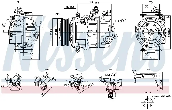 Compresor climatizare potrivit MAN TGE; VW CALIFORNIA T6 CAMPER, CRAFTER, GRAND CALIFORNIA CAMPER, MULTIVAN T6, TRANSPORTER T6, TRANSPORTER T6 CARAVELLE T6 2.0D 04.15-