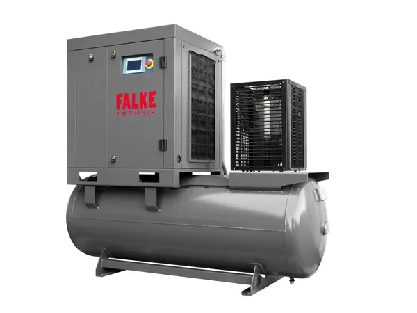 Compresor de aer profesional cu surub cu uscator de aer - 15kW, 2150 L/min, 8-10-13bari - Rezervor 500litri - Falke-FKVTG-KS-15-500LCOMBO