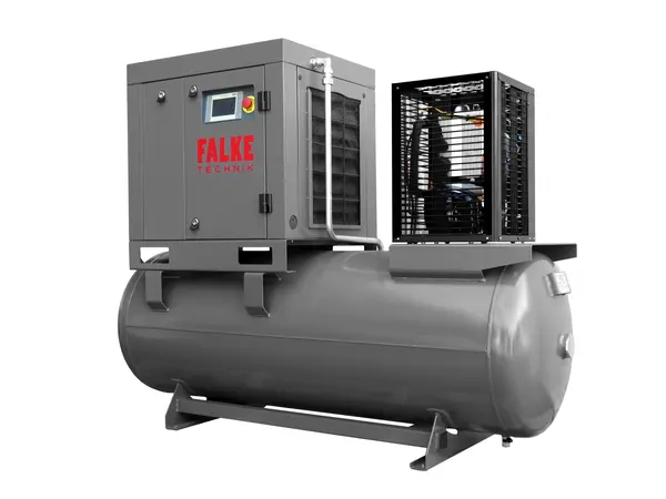 Compresor de aer profesional cu surub cu uscator de aer - 7.5kW, 1120 L/min, 8-10-13bari - Rezervor 500litri - Falke-FKVTG-KS-7.5-500LCOMBO