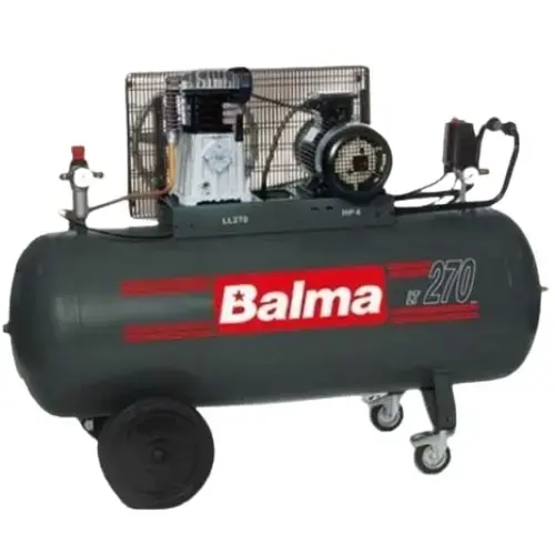 Compresor profesional BALMA NS39-270-CT5.5, 4 kW, 380V, 10 bar, 2 pistoane, aer aspirat 653 l/min, aer refulat 577 l/min, butelie 270 L