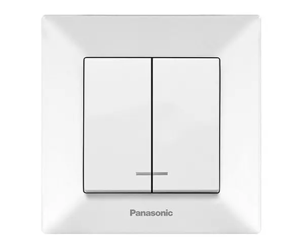 Comutator cu LED, 2 butoane, montaj incastrat, IP 20, Karre Plus Panasonic P-KP2L