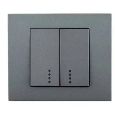 Comutator cu Led ST Grano Met Ovivo OV00163, 250V, 10A, fumuriu