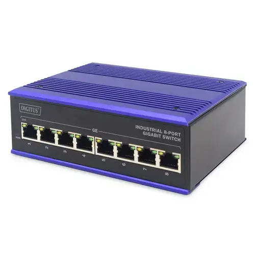 Comutator Gigabit, Digitus, Industrial cu 8 porturi
