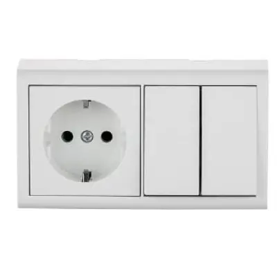 Comutator + Priza Schuko PT Nivo Ovivo OV00680, Alb, IP20
