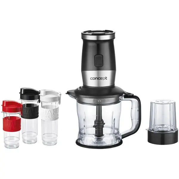 Concept Miniblender + tocator Concept SM3390, 700W, 1.2 l, 3 recipiente tritan, 2 x 570 ml, 1 x 400 ml, Negru