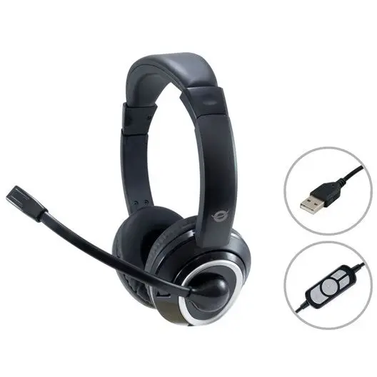 conceptronic Conceptronic POLONA Casti Prin cablu Banda de fixare pe cap Apeluri/Muzica USB Tip-A Negru (POLONA01B)