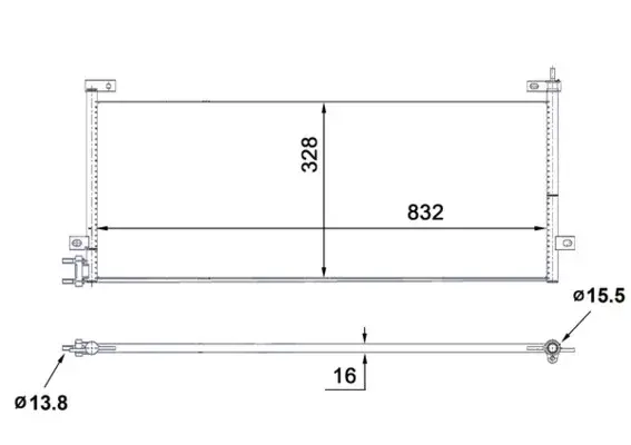 Condensator A C 832x328x16 potrivit VOLVO FH, FH II, FH16, FH16 II 01.03-