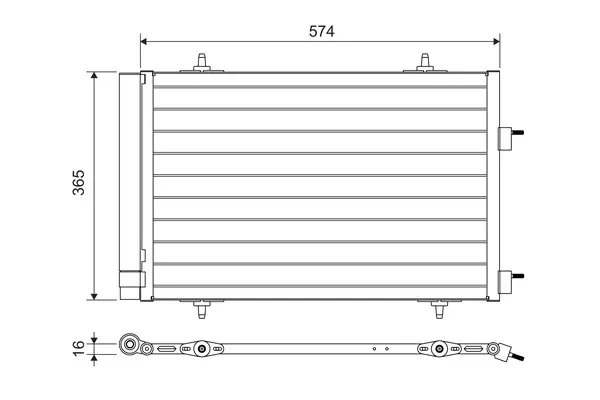 Condensator A C (cu uscator) potrivit CITROEN C5 III; PEUGEOT 508 I 1.6 1.6D 04.09-