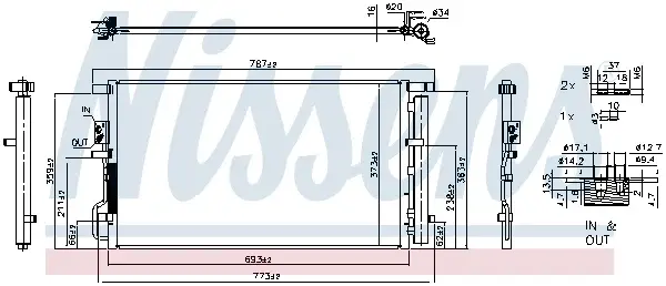 Condensator climatizare (cu uscator, element aditional) potrivit HYUNDAI IX35, TUCSON; KIA SPORTAGE IV 1.6-2.4 08.09-09.22