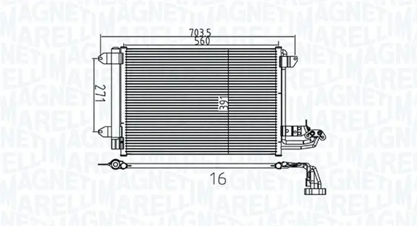 Condensator climatizare (cu uscator) potrivit AUDI A3, TT; SEAT ALTEA, ALTEA XL, LEON, TOLEDO III; SKODA OCTAVIA I, OCTAVIA II, SUPERB II, YETI; VW CADDY ALLTRACK, CADDY ALLTRACK MINIVAN, CADDY III 1.
