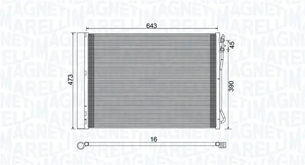Condensator climatizare (cu uscator) potrivit BMW 5 (F10), 5 (F11), 5 GRAN TURISMO (F07), 6 (F12), 6 (F13), 6 GRAN COUPE (F06), 7 (F01, F02, F03, F04) 2.0D-4.4H 02.08-10.18