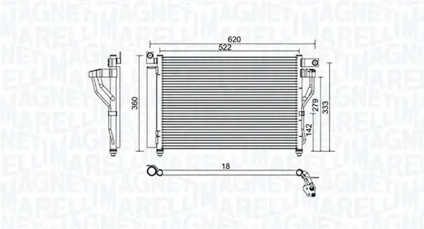 Condensator climatizare (cu uscator) potrivit HYUNDAI ACCENT II, ACCENT III 1.5D 01.02-11.10