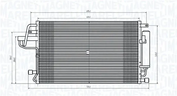 Condensator climatizare (cu uscator) potrivit HYUNDAI TUCSON, TUCSON SUV; KIA SPORTAGE II 2.0-2.7 06.04-01.12