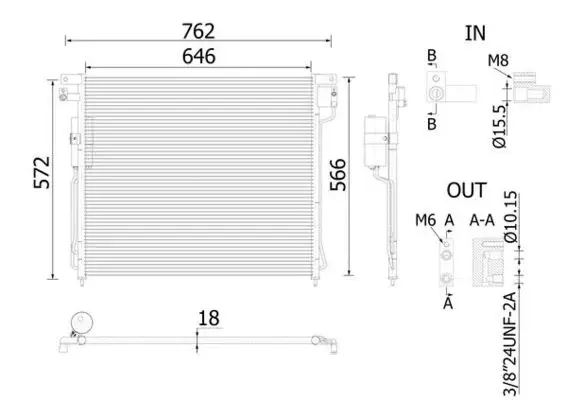 Condensator climatizare (cu uscator) potrivit NISSAN NAVARA, NAVARA NP300, NP300, PATHFINDER III 2.5D 4.0 02.02-