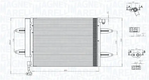 Condensator climatizare (cu uscator) potrivit SEAT CORDOBA, IBIZA III; SKODA FABIA I, FABIA I PRAKTIK, FABIA II, ROOMSTER, ROOMSTER PRAKTIK; VW FOX, POLO IV 1.0-2.0 08.99-