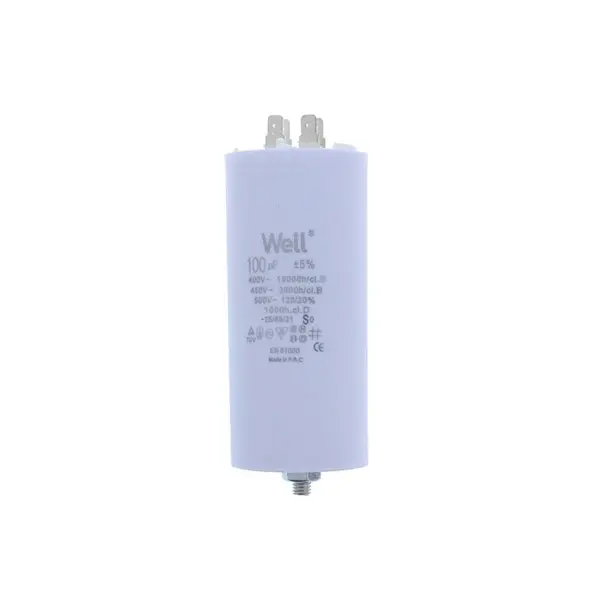 Condensator pornire motor 400V 100uF cu fir, Well