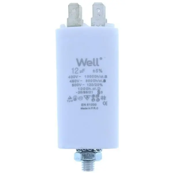 Condensator pornire motor 400V 12uF cu pin, Well MOTCAP-12UF-PN-WL