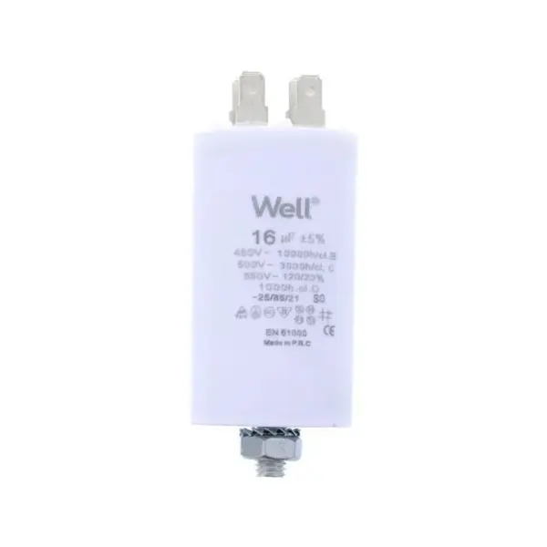 Condensator pornire motor 400V 16uF cu pin, Well