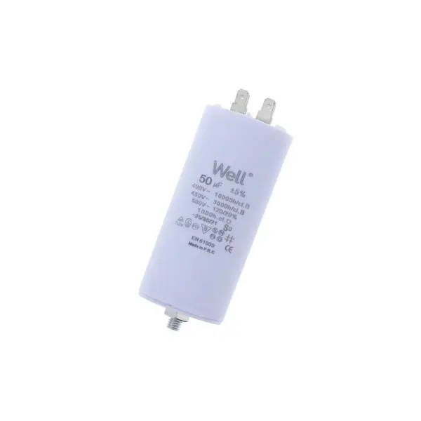Condensator pornire motor 400V 50uF cu surub, Well
