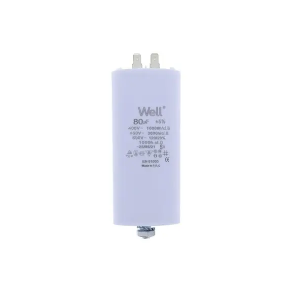 Condensator pornire motor 400V 80uF cu pin, Well