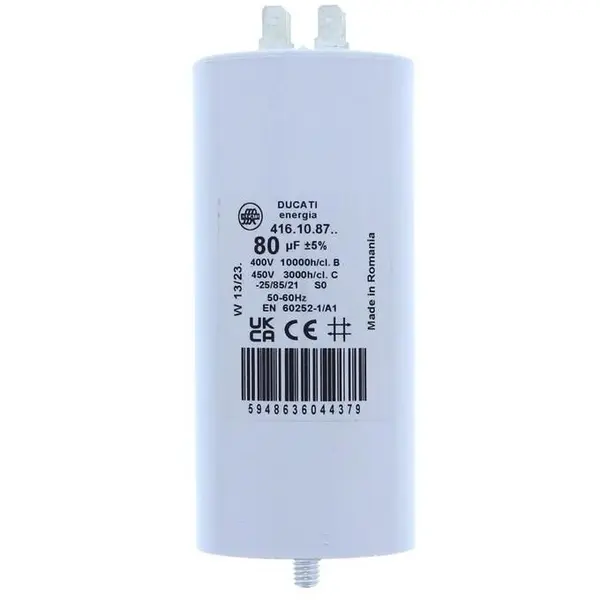 Condensator pornire motor 425V 80uF cu pin, Ducati Energia 416108764 MOTCAP-80UF/425-PN-DCT