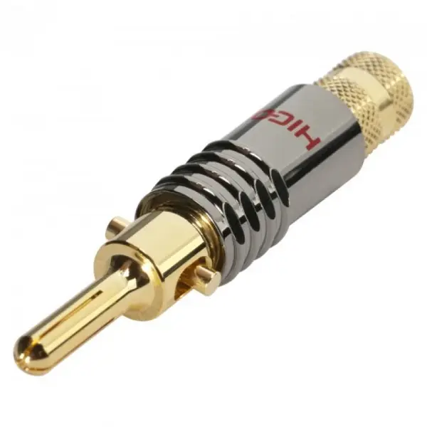 Conector metalic de lipit banana, HICON HI-BM08-RED