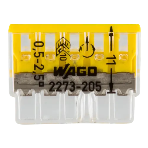 Conector WAGO de îmbinare rapid, 5 poli, max. 2.5 mm², 450V/24A, set 100 buc., WAGO 2273-205