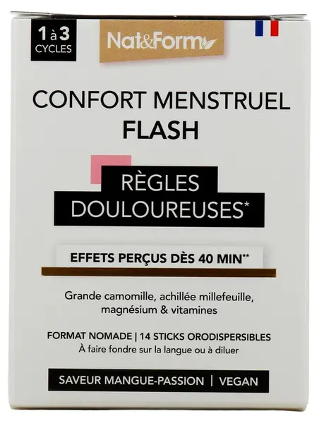 Confort Menstruel Flash – Formulă pentru confort menstrual, 14 plicuri, Nat&Form