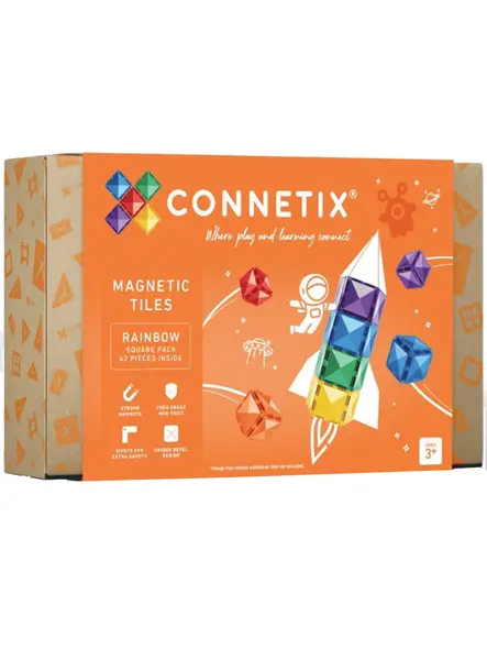 Connetix Rainbow Square Pack 42 Pieces (ct-r-00042-sq)