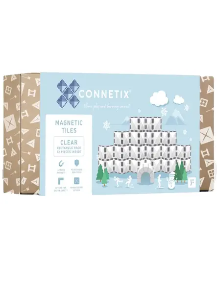 Connetix Rectangle Pack 12 Pieces Clear (ct-c-00012-re)