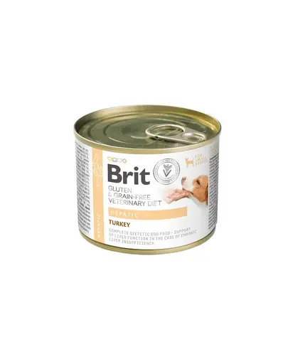 Conservă BRIT VD Grain Free Hepatic 200 g curcan și mazăre pentru câini cu afecțiuni hepatice