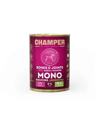 Conserva hrana caini CHAMPER Bones Joints cu miel 400 g monoproteina